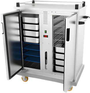 Carro Térmico Nacional Mediteq — aço inox 304-A com microcontrolador digital